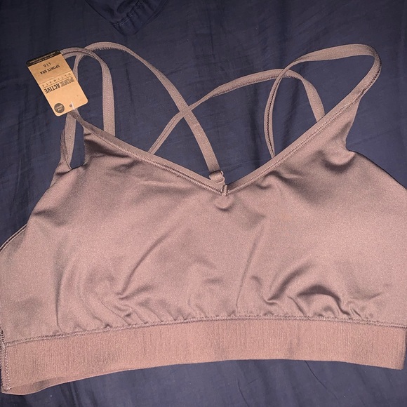 VS Pink Large Ultimate Strappy Lightly Lined Sports Bra & Panty NEW ICED COFFEE - Picture 8 of 16